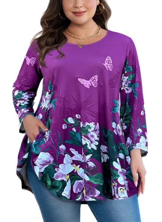 Flattering 3/4 Sleeve Tunic Top
