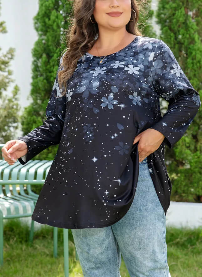 3/4 Long Sleeve Tunic with Pattern
