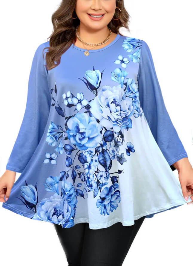 Women's Plus Size Easygoing Long Sleeve Top - Great for Layering