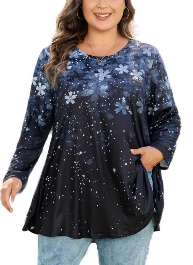 Women's Plus Size Simple Long Sleeve Top - Elegant Design for Everyday Wear 