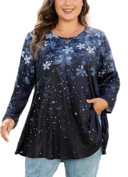 Women's Plus Size Simple Long Sleeve Top - Elegant Design for Everyday Wear 