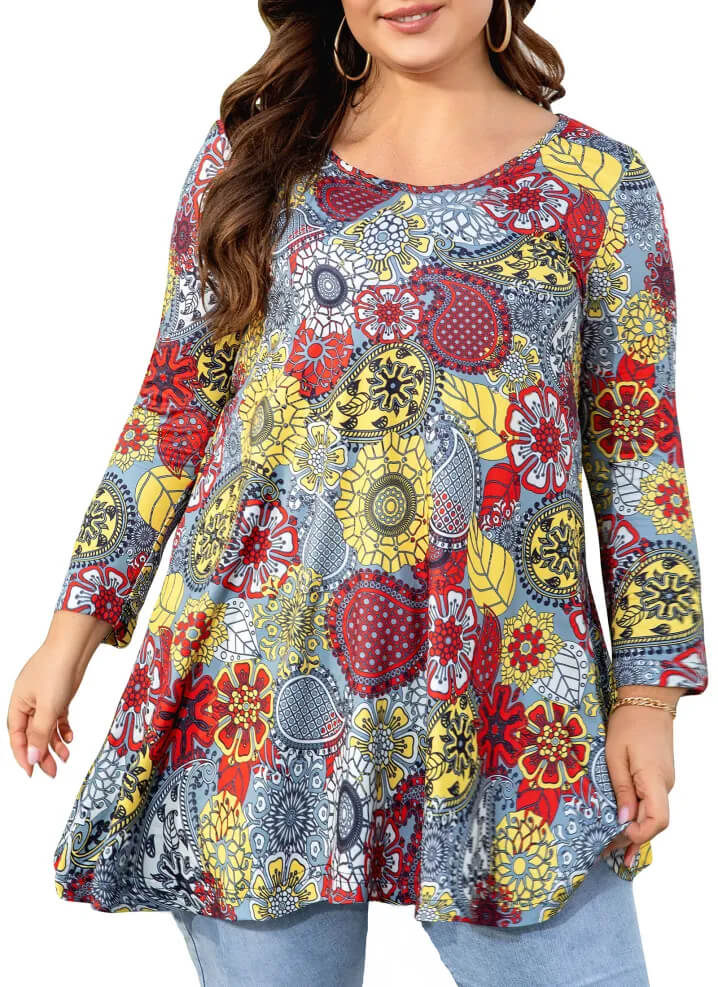 3/4 Long Sleeve Tunic with Open Back Detail
