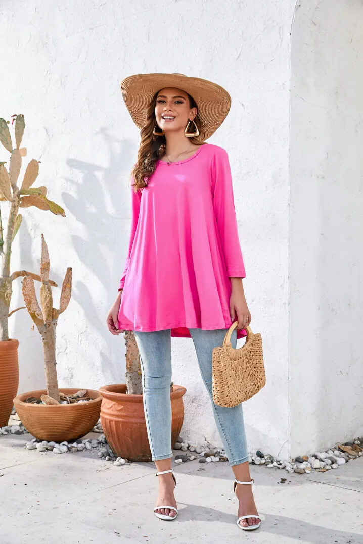 Soft 3/4 Long Sleeve Tunic for Everyday Comfort