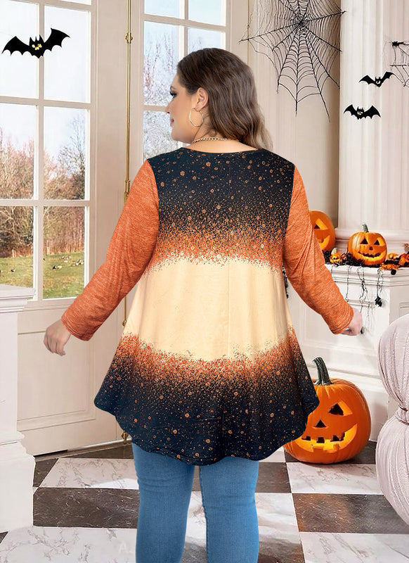Women's Brown & Black Color Block Tunic Top – 3/4 Sleeve, Plus Size D35