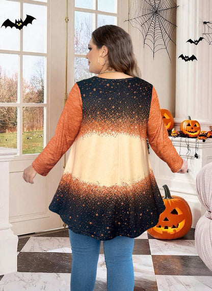 Women's Brown & Black Color Block Tunic Top – 3/4 Sleeve, Plus Size D35