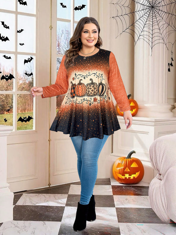 Women's Brown & Black Color Block Tunic Top – 3/4 Sleeve, Plus Size D35