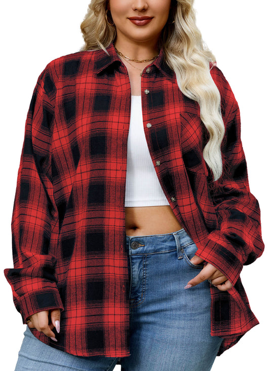 Splensive plus size Red & Black Plaid Button-Up Shirt