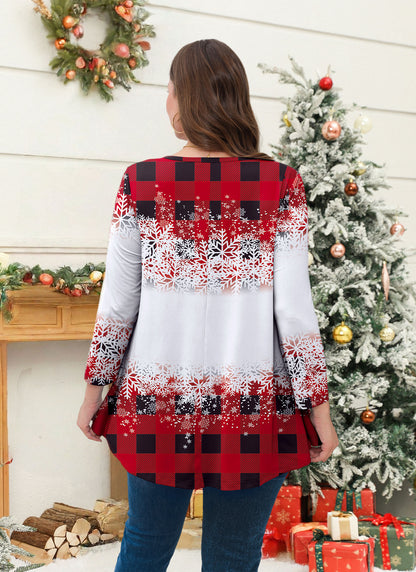 Plus Size Red Plaid Christmas Gnome Swing Tunic