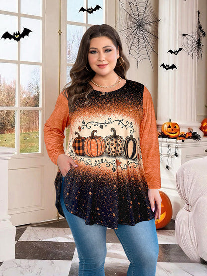 Women's Brown & Black Color Block Tunic Top – 3/4 Sleeve, Plus Size D35