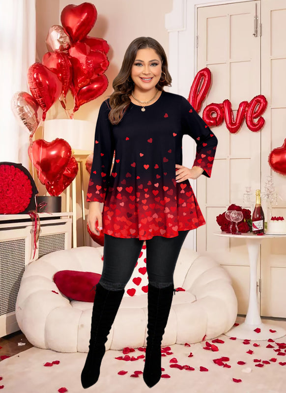 Women's Classic Black Swing Tunic Top – 3/4 Sleeve, Plus Size D31
