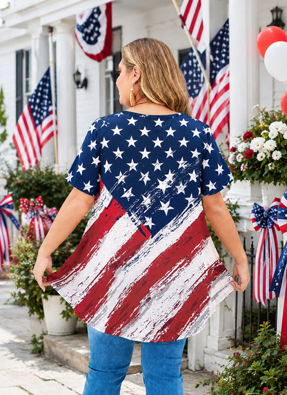 Women's American Flag Swing Tunic Top – Short Sleeve, S–4XL B46