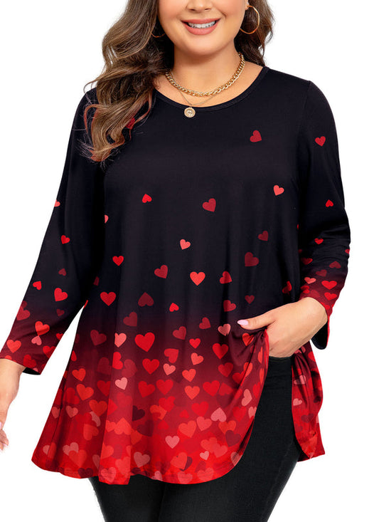 Women's Classic Black Swing Tunic Top – 3/4 Sleeve, Plus Size D31