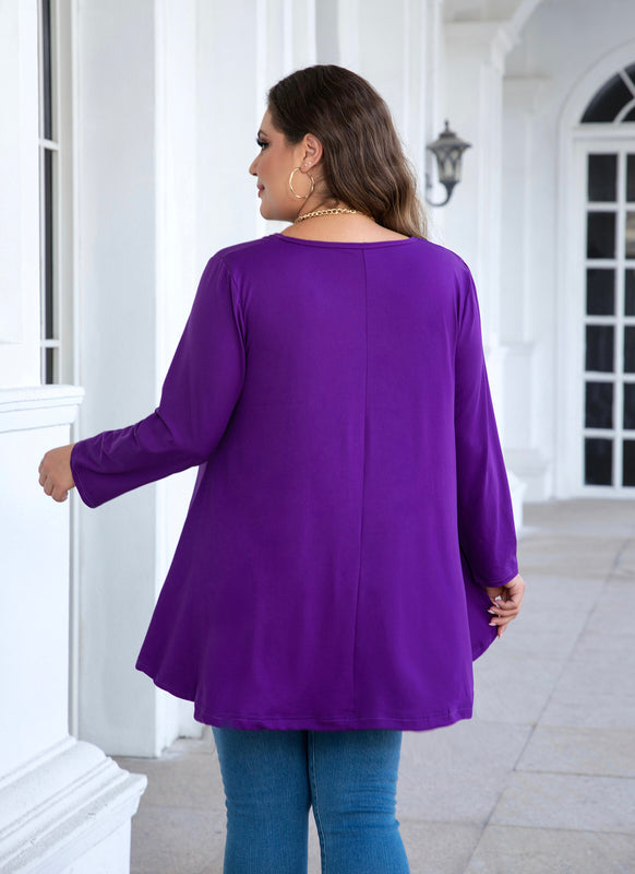 Women's Plus Size Solid Tunic Top | 3/4 Sleeve Swing Blouse, Flowy Loose Fit, Wear with Leggings – L to 6XL A20 SATDP