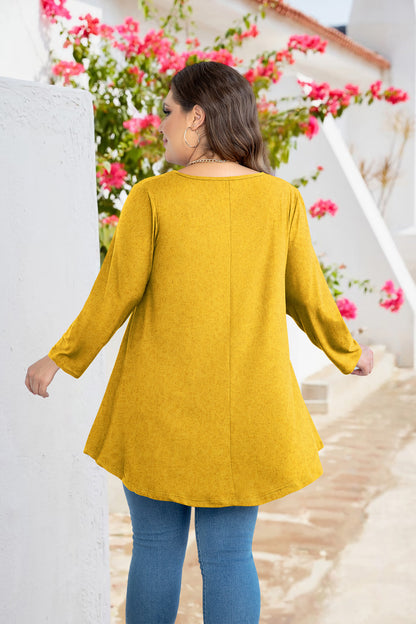 Plus Size Mustard Yellow Sunflower Tunic Top A55